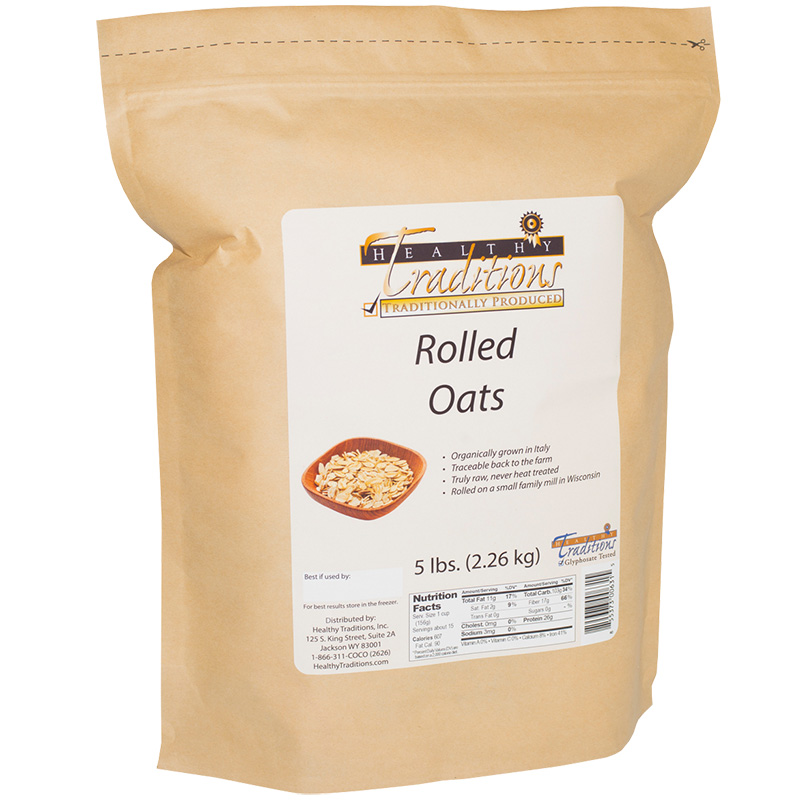 Raw Whole Grain Rolled Oats - 5 lb. bag
