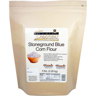 GMO-tested Stoneground Blue Corn Flour – 5lb. Bag